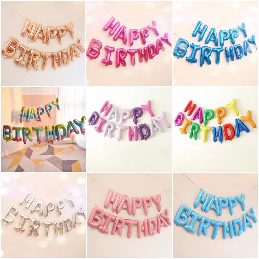 1 Set Bong Bóng Chữ Happy Birthday Màu Pastel Trang Trí Tiệc Sinh Nhật Trẻ Em