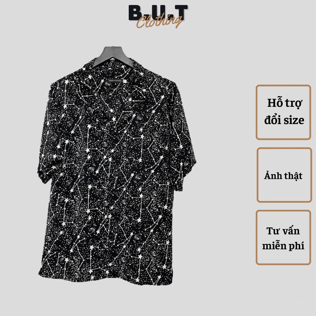 Áo sơ mi họa tiết ngắn tay NGÔI SAO trơn mềm dành cho nam nữ | BUTCLOTHING
