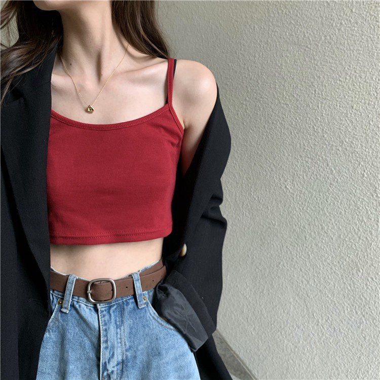 Áo Hai Dây - Áo 2 Dây Croptop Lửng 4 Màu Siêu Hot - Kèm DEAL Sốc ( có ảnh thật ) - CUBI.STORE