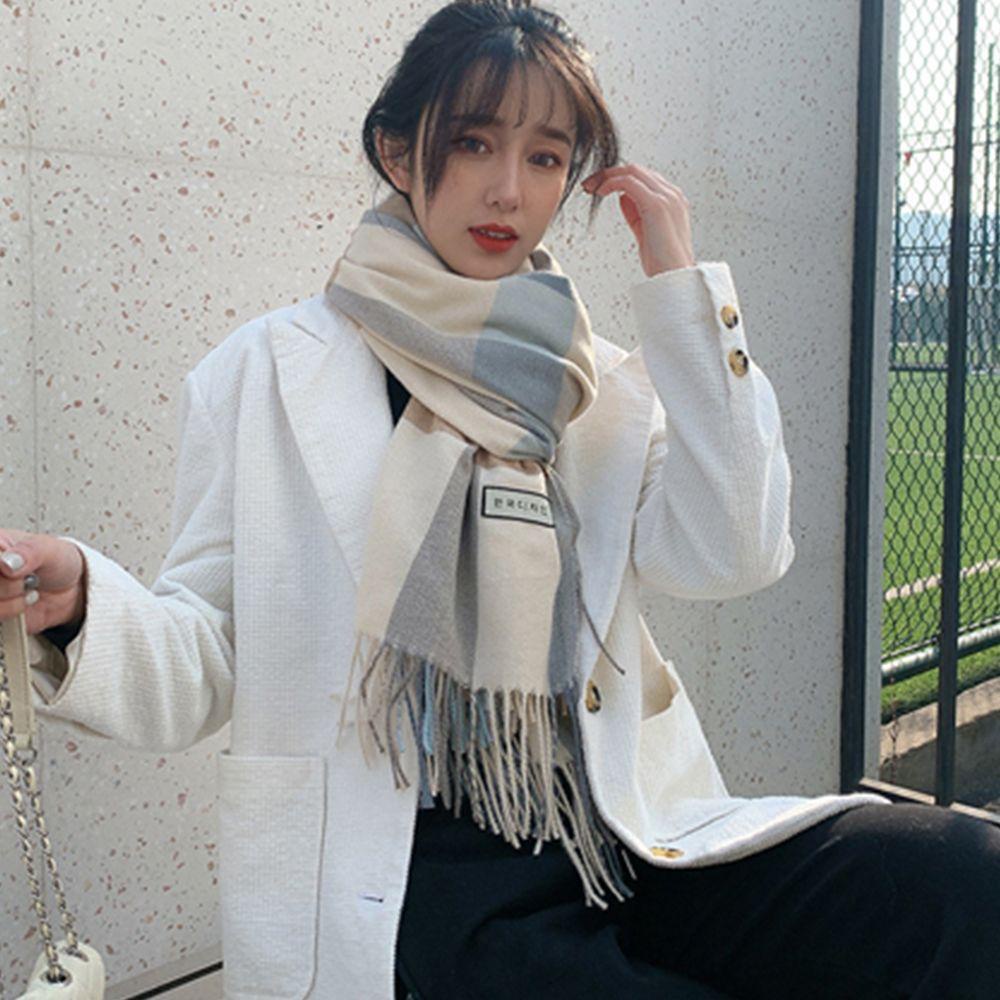 MXGOODS Khăn Choàng Cổ Vải Pashmina Mềm Mại Chống Gió Chống Lạnh Kẻ Sọc Cho Nữ