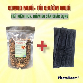 Combo đai + muối chườm bụng thảo dược