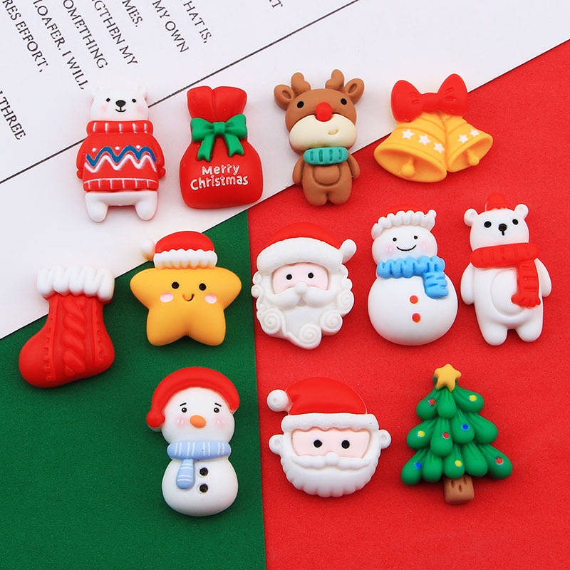 Bộ 10 Dây Buộc Tóc / Điện Thoại Hình Người Tuyết Bằng Nhựa Resin Diy