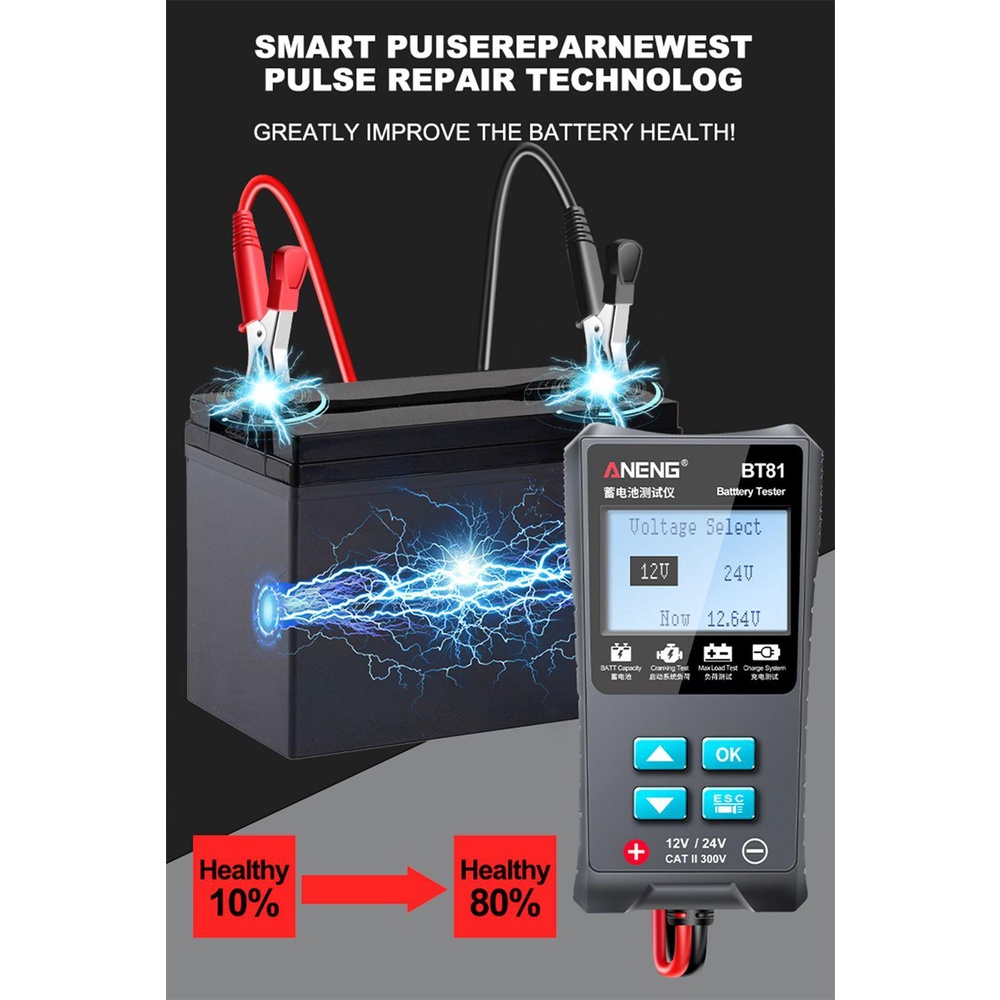 WTTLE Dụng Cụ Kiểm Tra Pin Xe Hơi 12V / 24V 12 / 24V