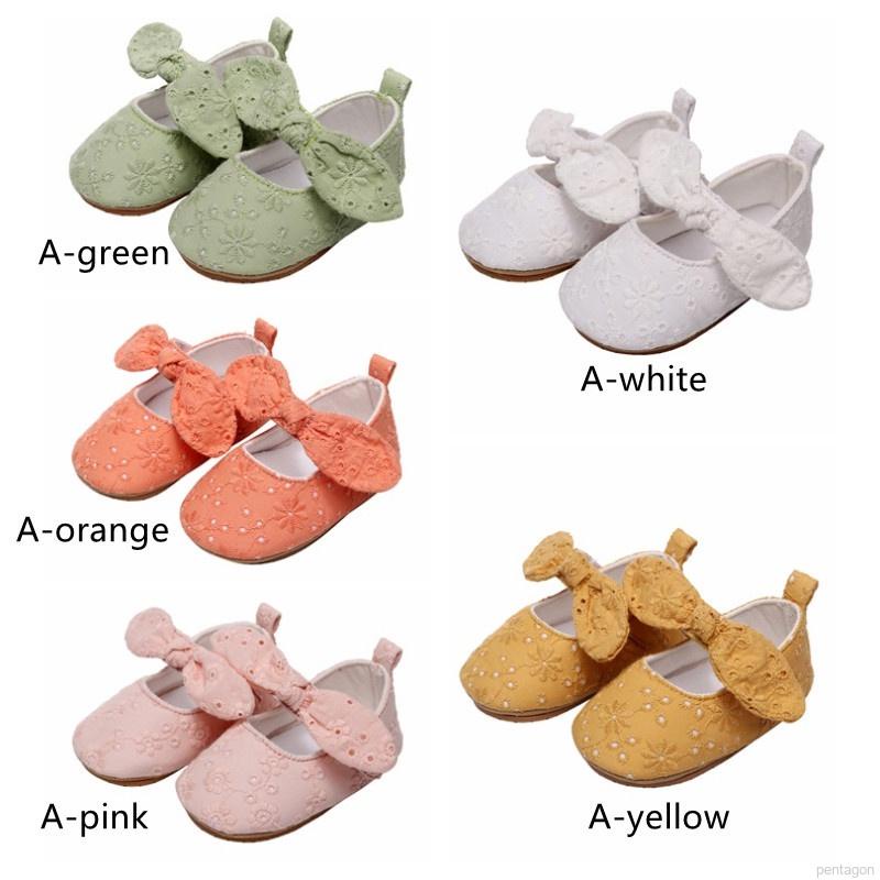 Đôi giày búp bê đính nơ/ Đôi vớ viền ren tập đi chống trượt xinh xắn dành cho bé gái