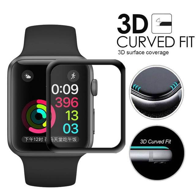For Apple Watch Ultra 49mm Series 8 7 6 se 5 4 3 2 1 Kính cường lực cong 9H cho đồng hồ thông minh 41mm 45mm 38mm 40mm 42mm 44m keo bảo vệ màn hình đầy đủ