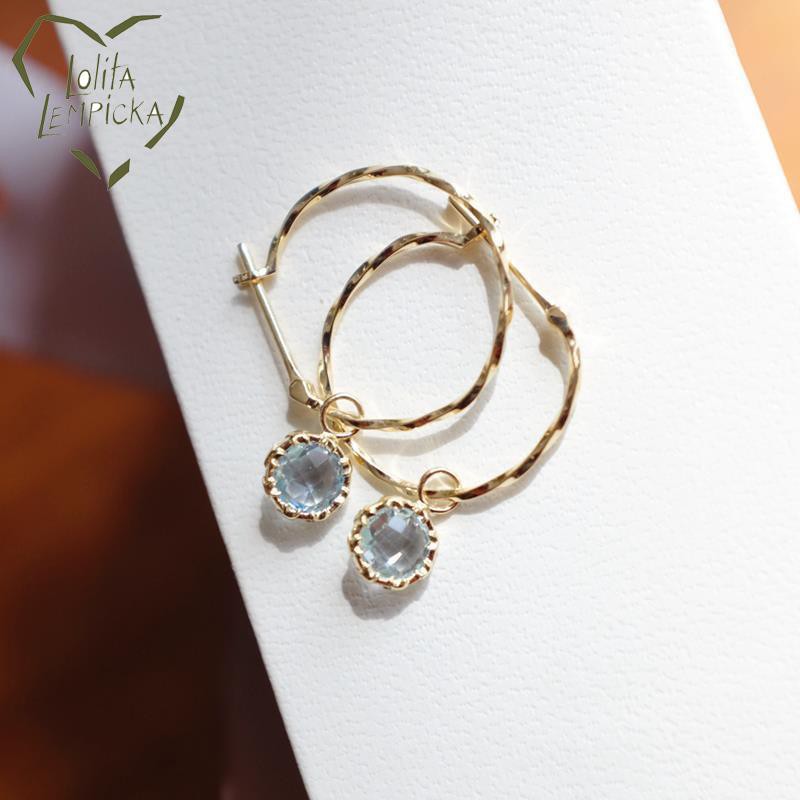 Mềm Dây Chuyền Mặt Đá Topaz Xanh Dương Nhạt Phong Cách Vintage Nhật Bản