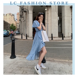 CÓ SẴN Váy hoa nhí xanh mát xẻ trước LC Fashion Store