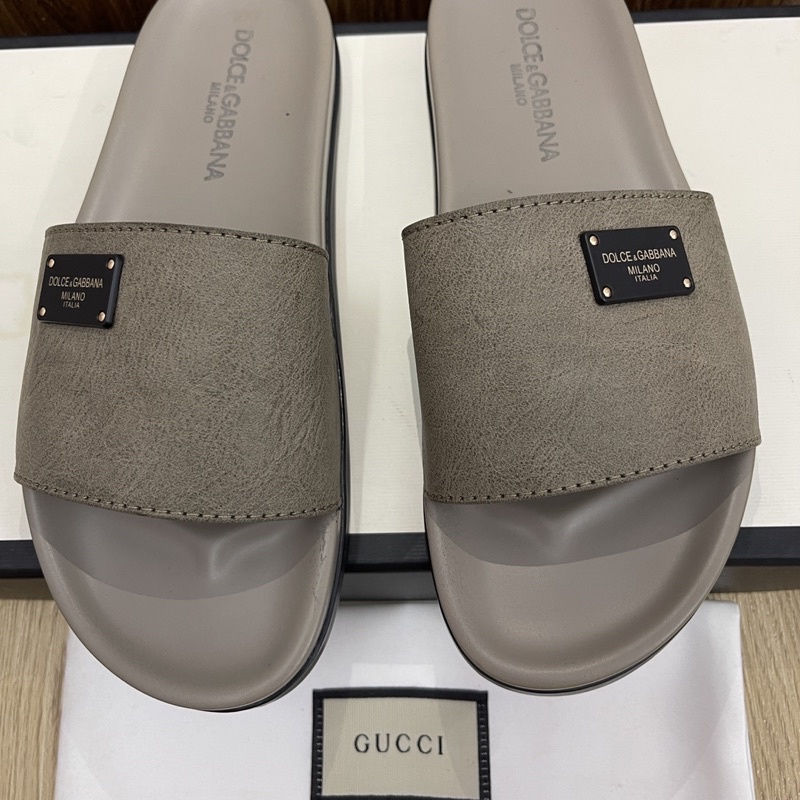 ( DA BÒ Thật ) Dép da nam da bò thật mới nhất đế xám khói kèm ảnh thật )