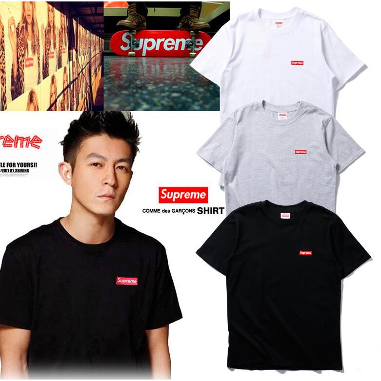 Áo Thun Tay Ngắn Chất Liệu Cotton Thêu Chữ Supreme Thời Trang Cho Nam Nữ