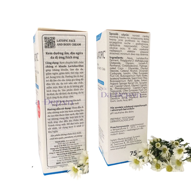 Latopic Face And Body Cream - Kem dưỡng ẩm cho trẻ sơ sinh, dịu ngứa cho da dị ứng, kích ứng