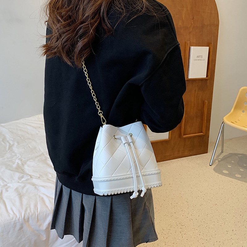 IELGY Túi Đeo Vai Dáng Xô Họa Tiết Hình Thoi Phong Cách Đường Phố Thời Trang Cho Nữ