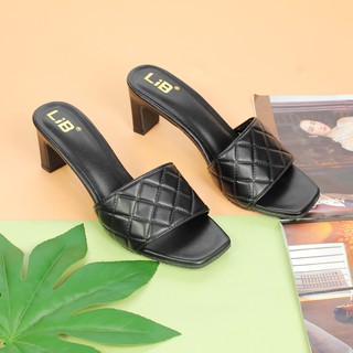 LiB - Guốc Cao Gót Nữ Trẻ Trung 5cm Chân Chỉ May Ô S523