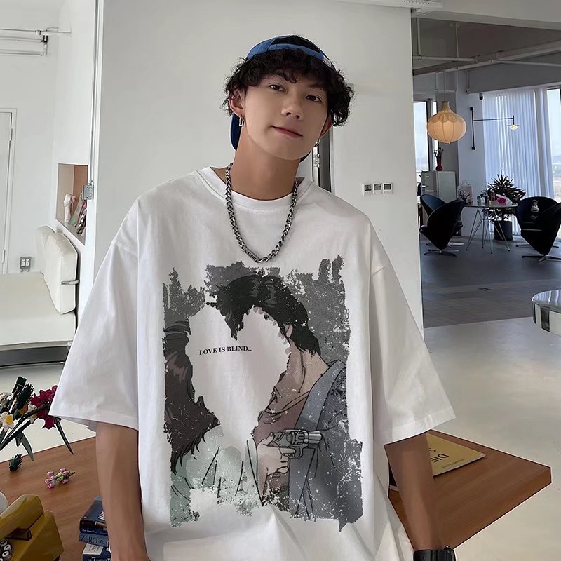 Áo Thun Ngắn Tay Form Rộng Phong Cách Hàn Quốc Dành Cho Nam