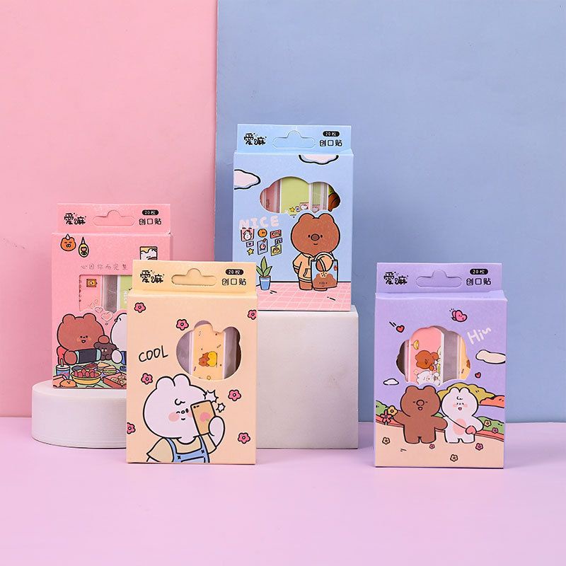 Hộp 20 miếng băng Ugo cá nhân dán vết thương hoạt hình cao cấp nhiều mẫu ngẫu nhiên