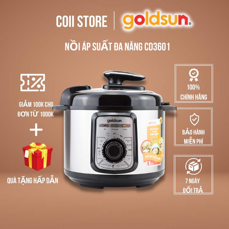 Nồi áp suất đa năng Goldsun CD3601, Nồi áp suất điện Goldsun GPC5501, Hàng chính hãng, Bảo hành 12 tháng