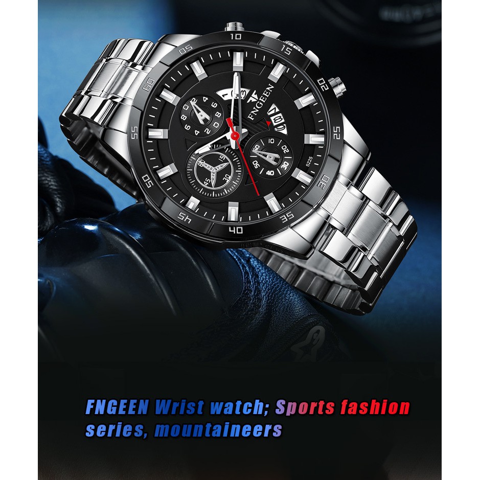 Đồng hồ nam chính hãng, đồng hồ đeo tay nam FNGEEN dây thép, dây kim loại cao cấp, sang trọng, phong cách thể thao