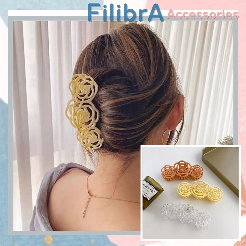 Kẹp tóc hoa hồng nữ tính phong cách Hàn Quốc, phụ kiện tóc xu hướng hottrend KT029 - Filibra