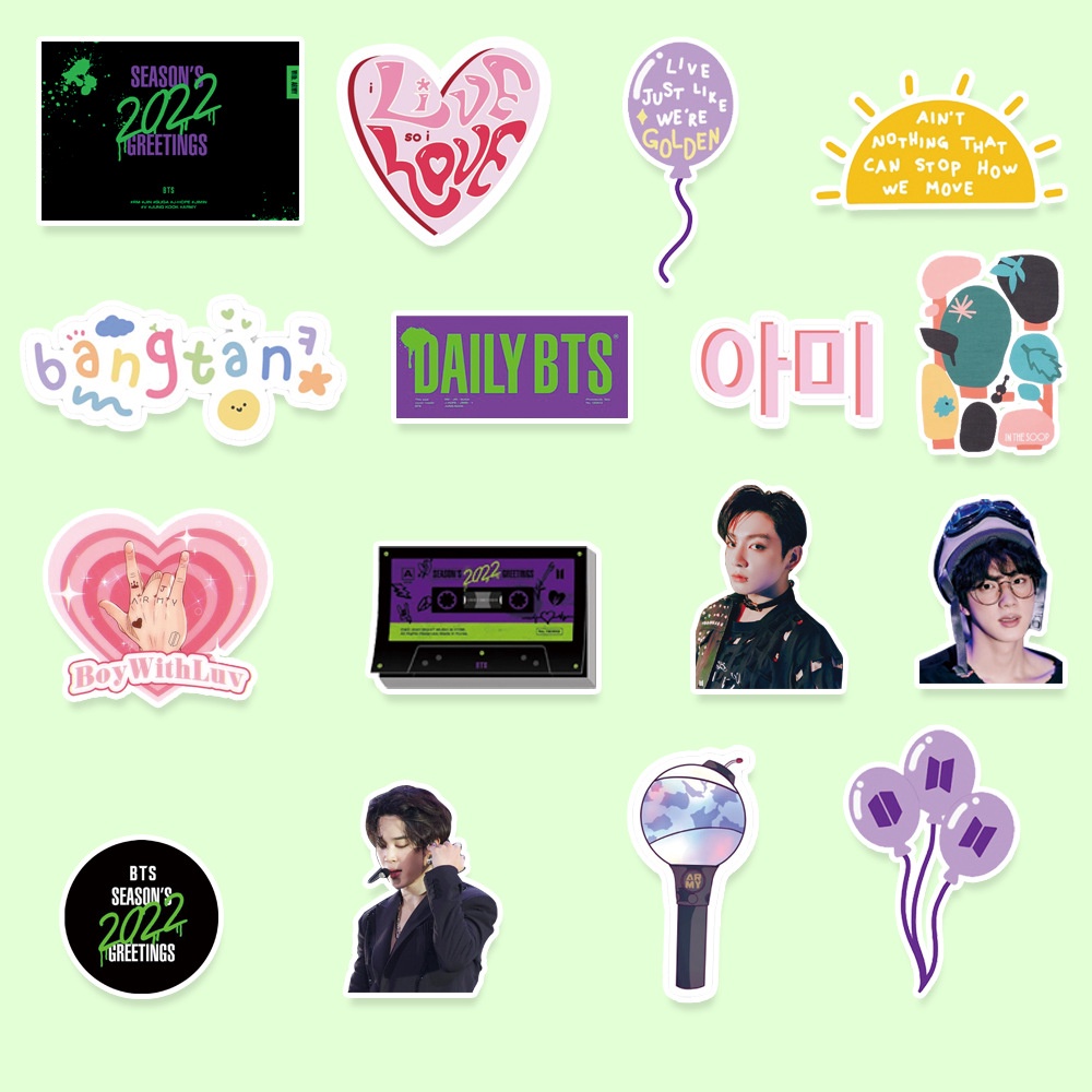 Set 100 miếng dán trang trí hình thành viên nhóm nhạc BTS 2022