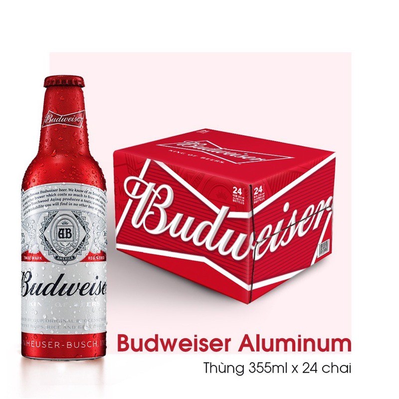 BIA BUDWEISER ALUMINIUM 355ml x 24 Chai | Chính hãng