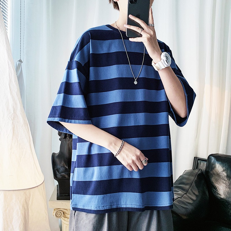 Áo Thun Tay Ngắn Kẻ Sọc Ngang Trẻ Trung Cho Nam Và Nữ | BigBuy360 - bigbuy360.vn