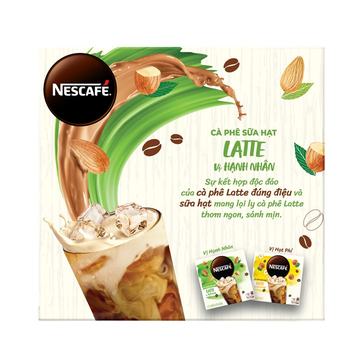 Combo 2 hộp Cà phê hòa tan NESCAFÉ Latte Sữa Hạt Vị Hạt Phỉ và Hạnh Nhân(240g/hộp)