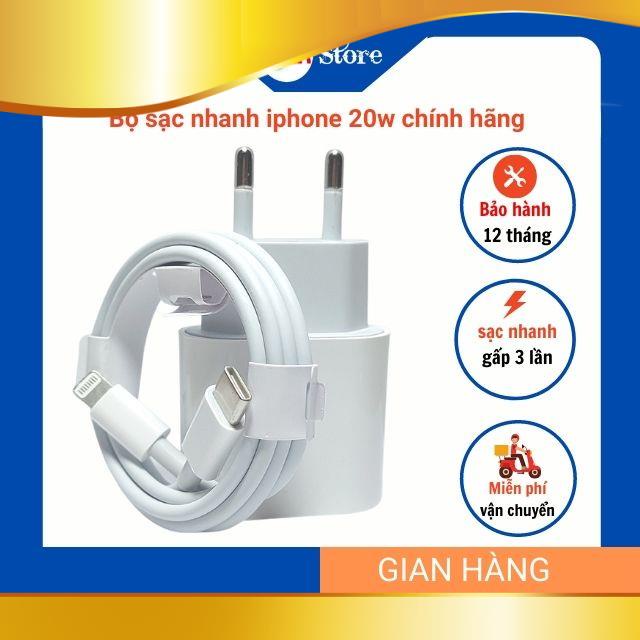 Sạc nhanh 20W công nghệ PD,Củ sạc nhanh 20W, dây sạc nhanh type C to Lightning cho máy iphone ipad chính hãng