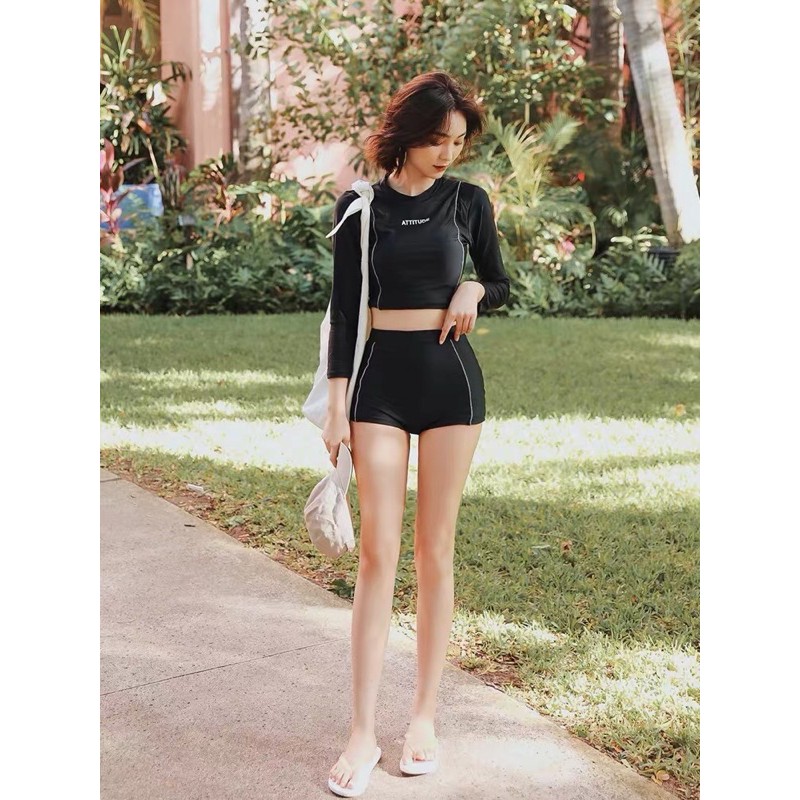 Bikini đi biển Đùi Quảng Châu Đồ Bơi Nữ Dài Tay chống nắng 2 mảnh Đồ Bơi Nữ Chất Đẹp 2001 k5T4-2
