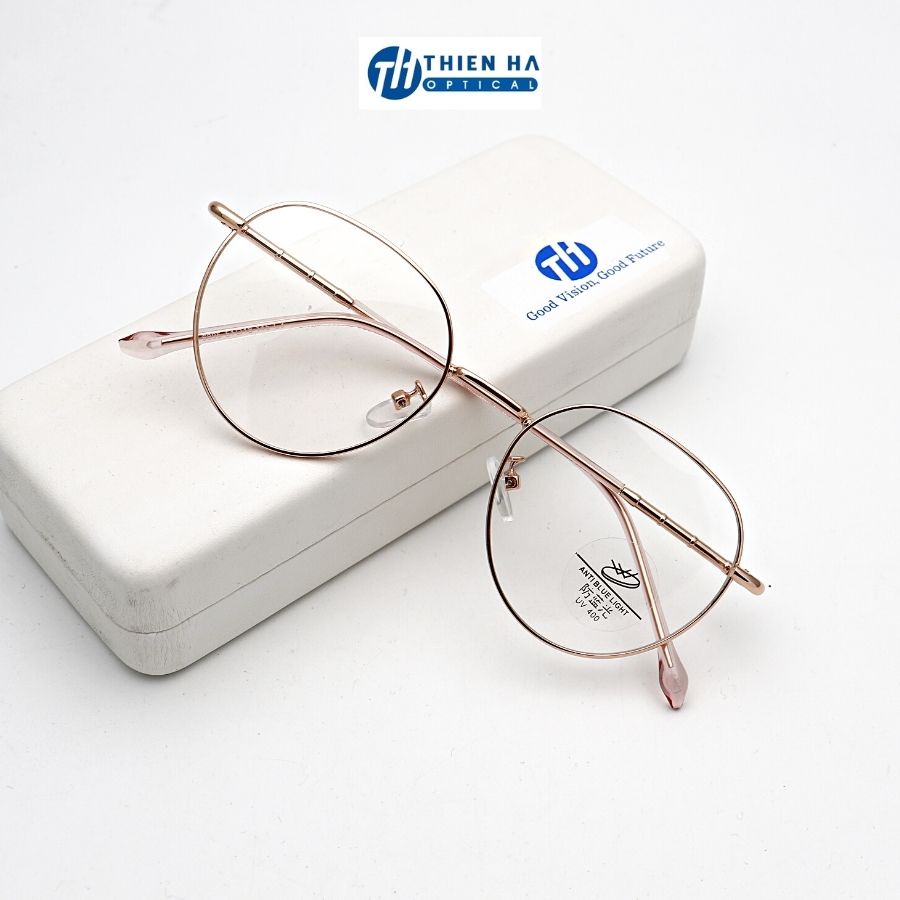 Gọng kính tròn nam nữ THIÊN HÀ OPTICAL dáng đa giác chất liệu thép ko gỉ chắc chắn trẻ trung nhiều màu TH6895