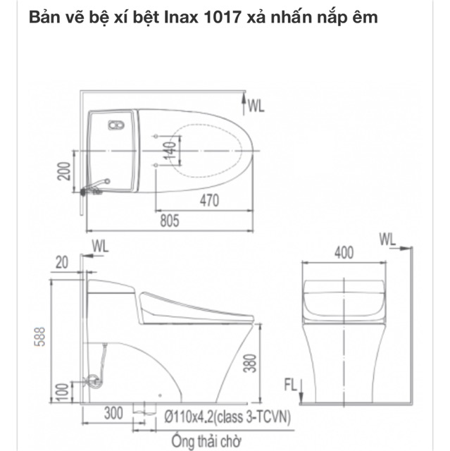 Bồn cầu INAX AC-1017VRN chính hãng