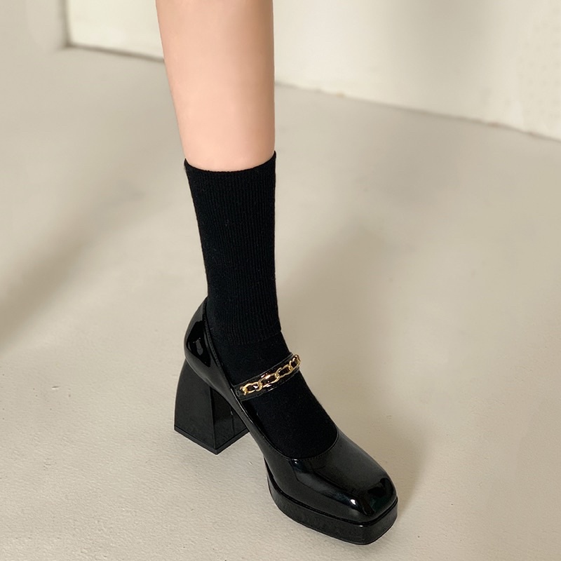 _ Giày lolita quai phối xích dán đế trụ 9cm