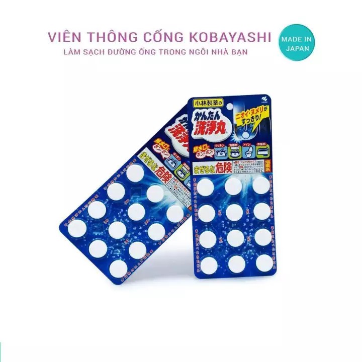 Vỉ 12 Viên Thông Tắc Bồn Cầu, Bồn Rửa Kobayashi Nhật