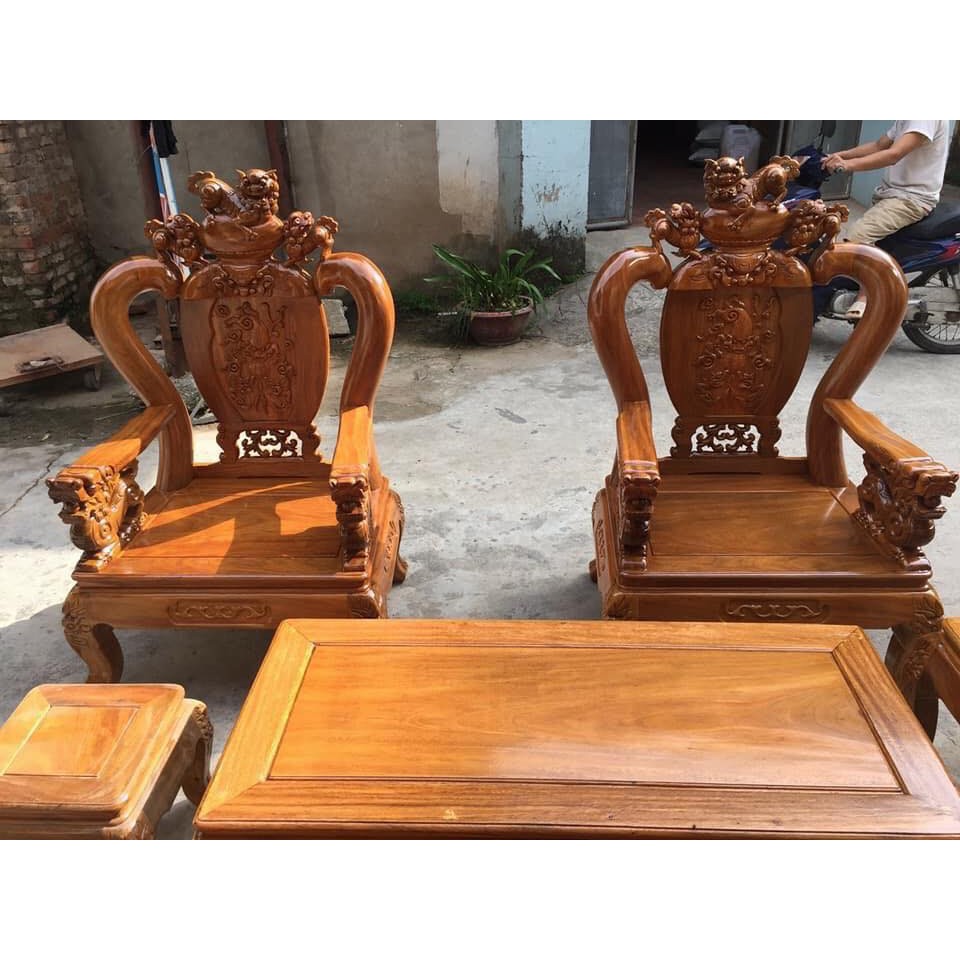 Bộ bàn ghế Nghê Đỉnh tay 12 gỗ Lim Nam Phi