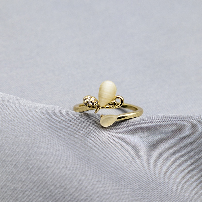 Nhẫn hở đính đá mắt mèo phong cách Hàn Quốc thời trang sang trọng cho nữ