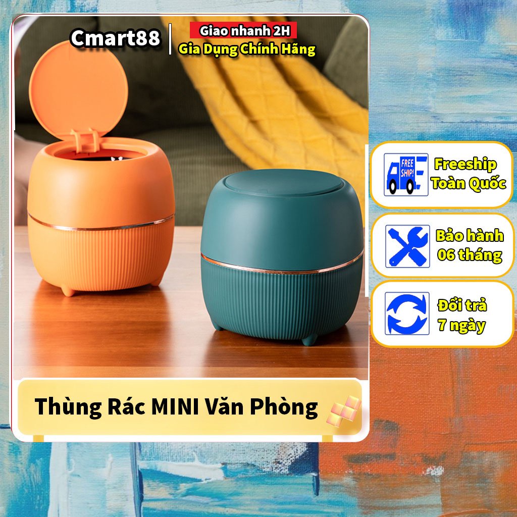 Thùng rác Mini để bàn văn phòng thông minh phong cách hiện đại, Xọt rác xinh xắn nhỏ gọn để bàn học, bàn trang điểm C502