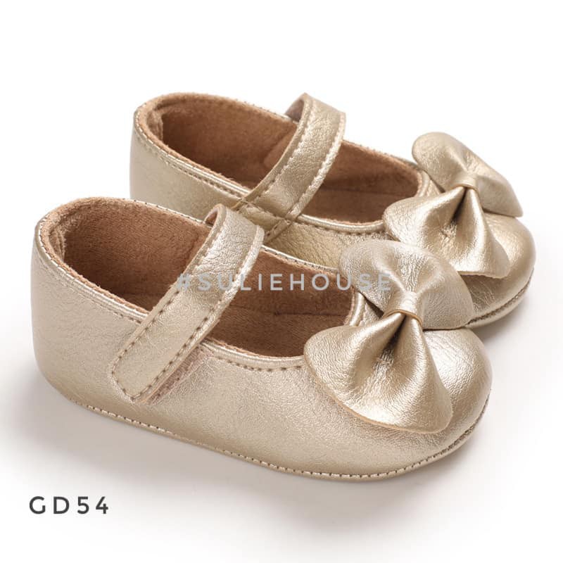 Giày tập đi da mềm đính nơ cho bé - GD54