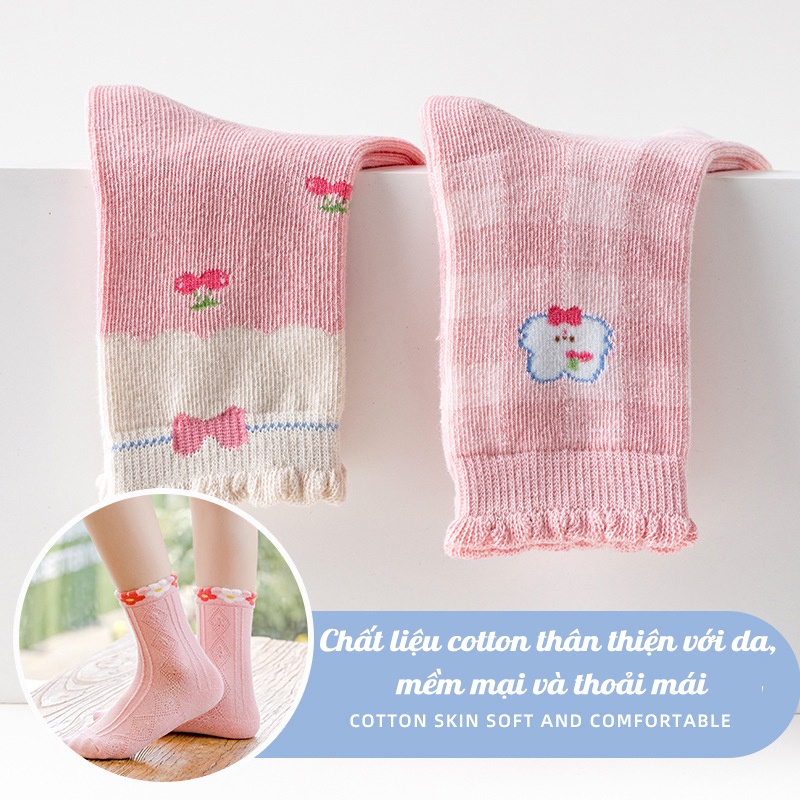 Set 5 Đôi Tất Minliu Cho Bé Trai và Bé Gái Từ 1-12 Tuổi 100% Cotton Hàng Xuất Nhật Tất Trẻ Em Siêu Mềm Mịn 2022-2023