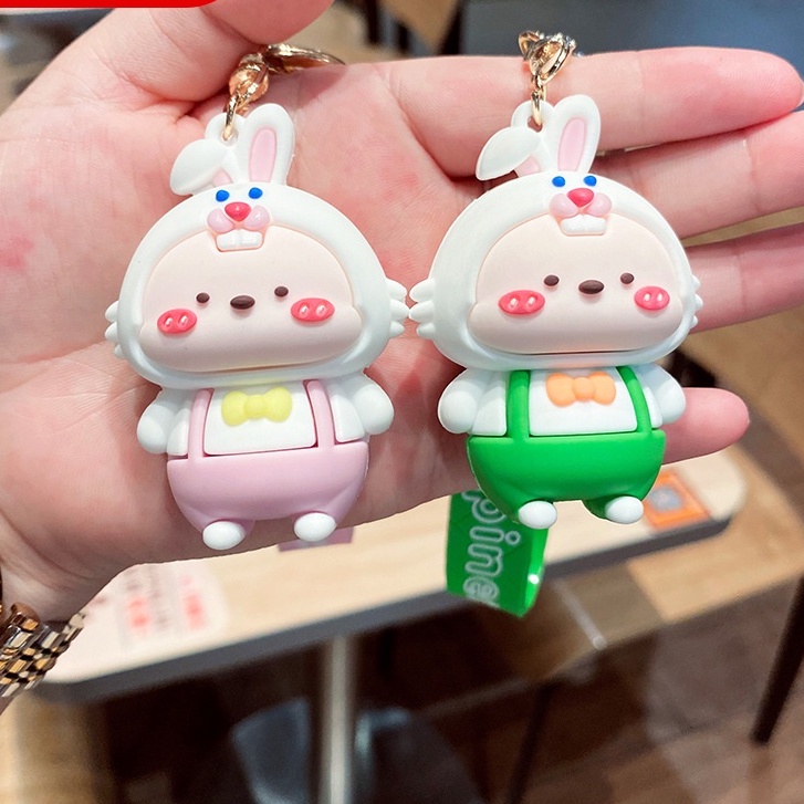 Móc Chìa Khóa Thỏ Bánh Bao Hoạt Hình Dễ Thương - Móc Trang Trí