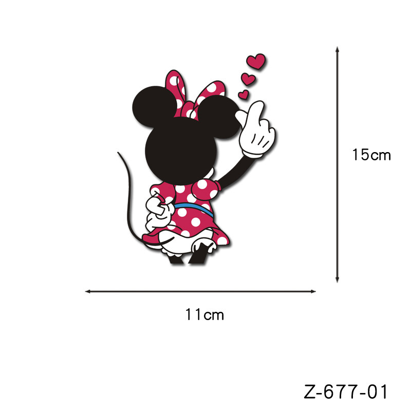 Đề Can Phản Quang Hình Mickey Minnie Trái Tim Đáng Yêu Dán Trang Trí Cửa Sổ Xe Hơi Xe Máy
