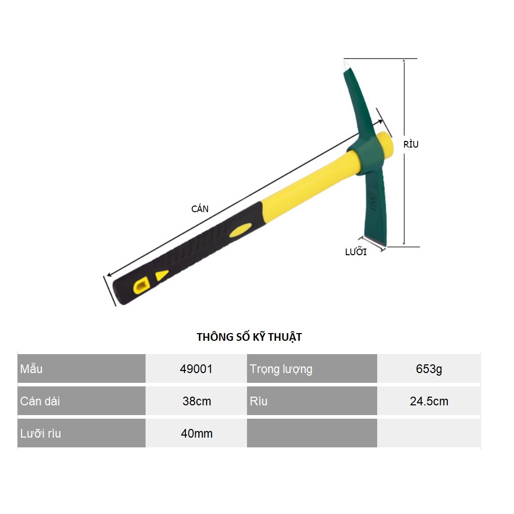 Rìu cuốc làm vườn nhỏ gọn, dễ mang theo, cất trữ với chất liệu thép 45# - Chính hãng TUOSEN