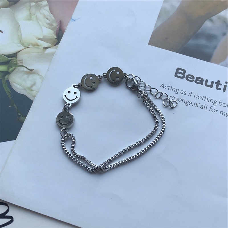 Vòng Tay/Dây Chuyền 22336 Mặt Hình Mặt Cười Phong Cách Harajuku Hàn Quốc
