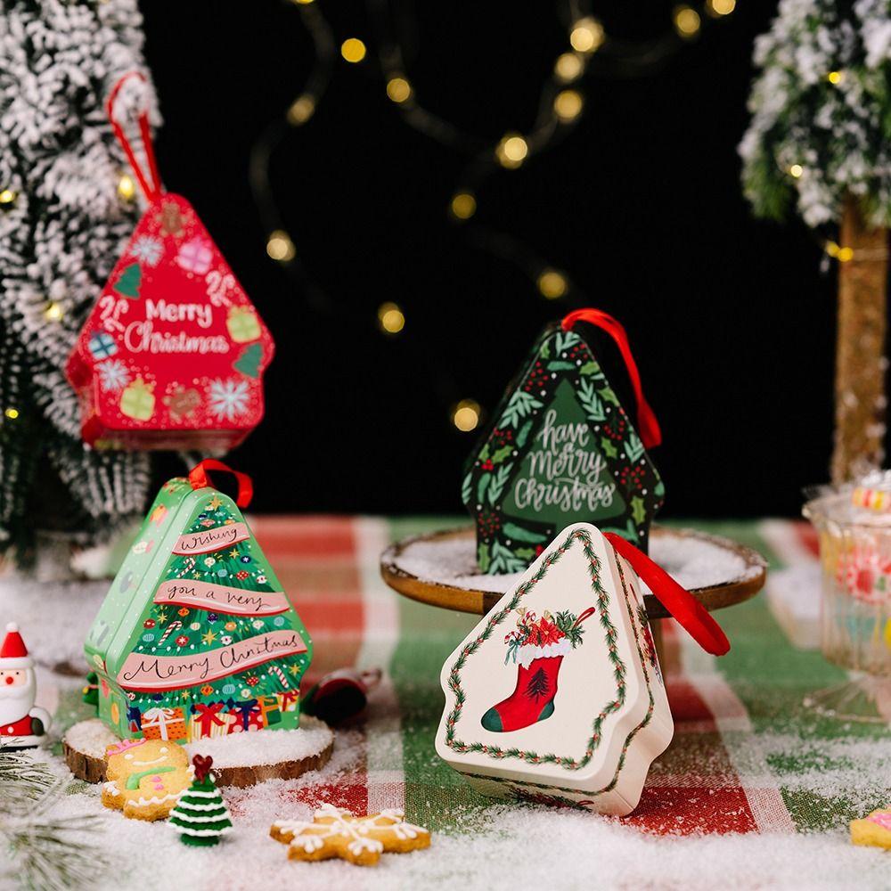 KUNHEV Christmas Tinplate Boxes NEW Home Decorations New Year Biscuit Storage Jar