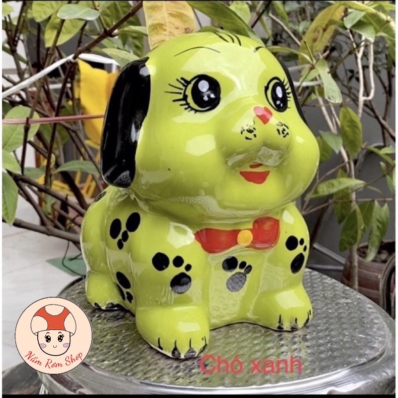 Lợn tiết kiệm Sứ, trang trí, deco hình Cún cute Size to