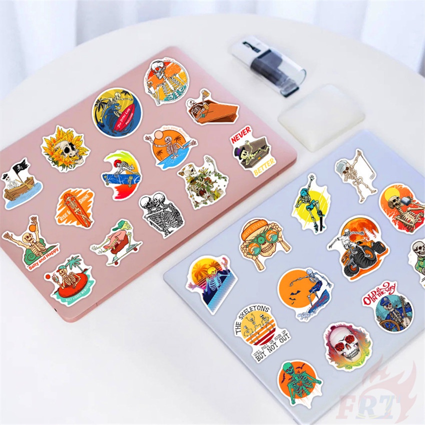 Bộ 100 Cái ❉ Miếng Dán Trang Trí Hình Đầu Lâu Vui Nhộn ❉ Miếng Dán Đề Can Chống Thấm Nước Thời Trang Tự Làm