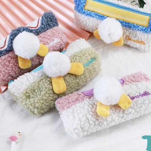Túi đựng bút lông cục bông Vịt Donal Thú Milkjoy má hồng