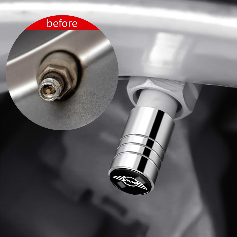 Bộ 4 Nắp Đậy Lốp Xe Hơi Mini Cooper One S R50 R53 R56 R60 F55 F56 R57 Bằng Hợp Kim Màu Đen / Bạc