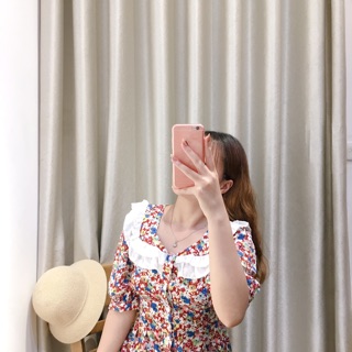 váy hoa nhí cổ bèo tơ