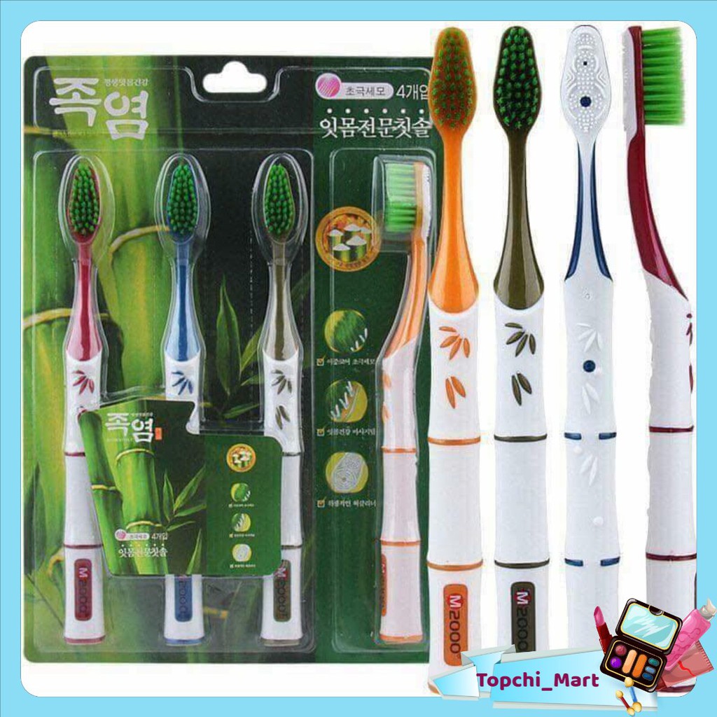 Bàn chải đánh răng than tre hoạt tính, bàn trải đánh răng Hàn Quốc siêu mềm cao cấp