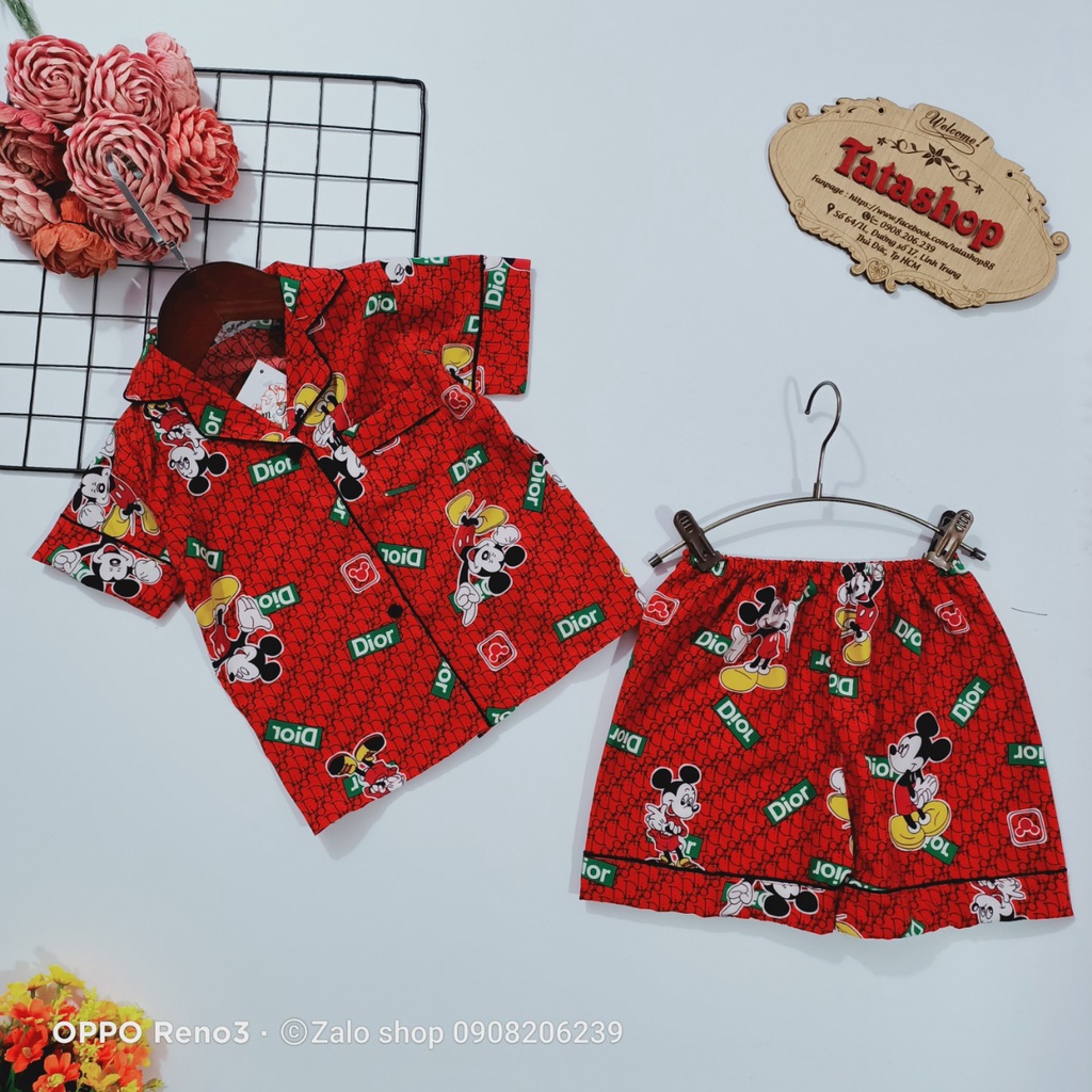 11-45kg Bộ pijama tay ngắn bé gái lụa Hàn cao cấp 030