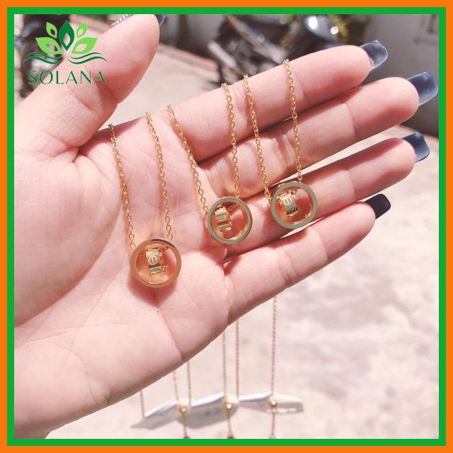 [HÀNG CAO CẤP] Dây Chuyền Titan Mạ Vàng 18k Mặt Dây Chuyền 2 Nhẫn Lồng Thể Hiện Tình Yêu Vĩnh Cửu