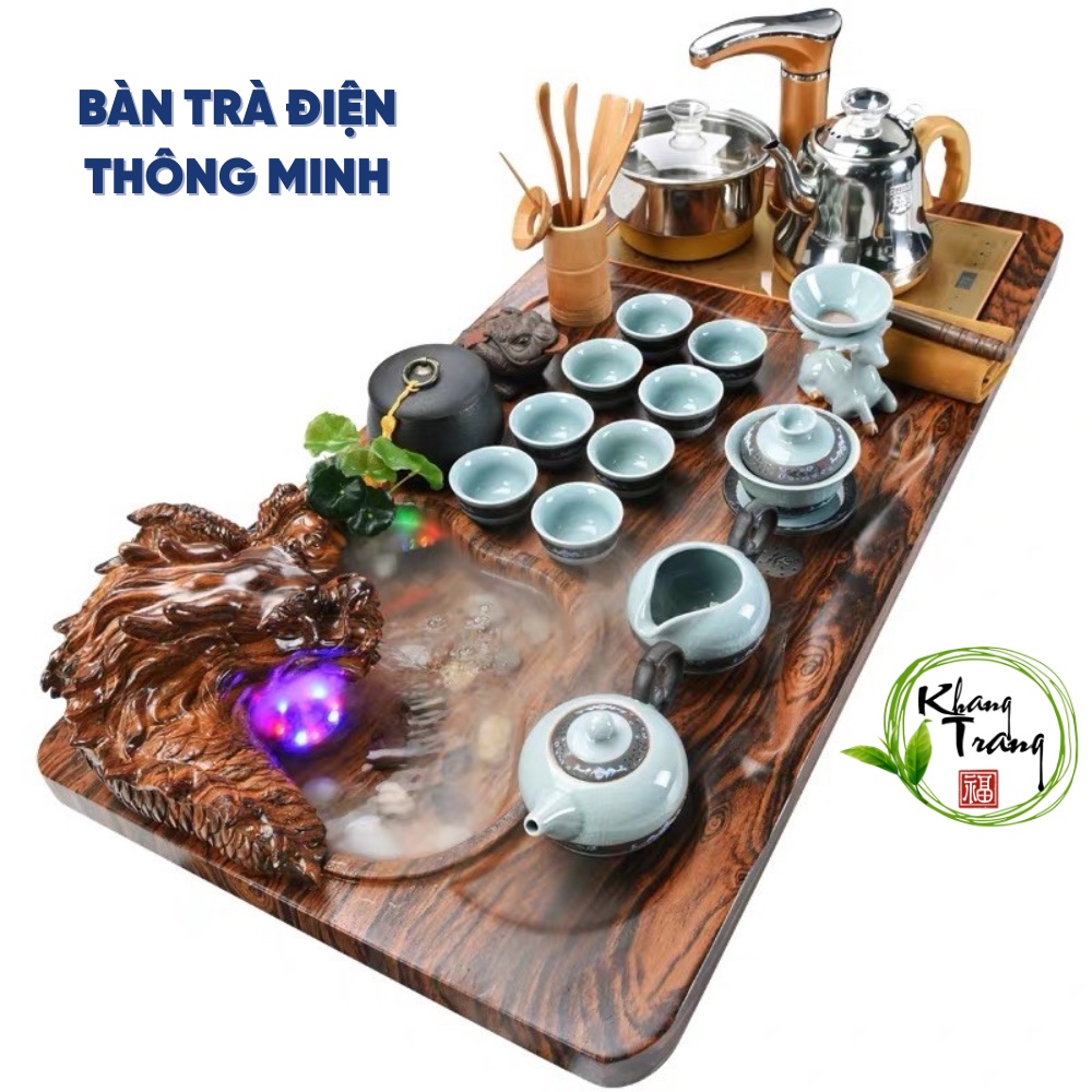 Bàn trà điện thông minh 💥 CAO CẤP 💥 Bàn trà điện rồng phun nước tự động thoát nước, phong cách sang trọng